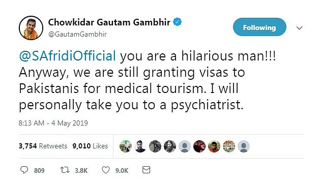 ``நானே உங்களை மனநல மருத்துவரிடம் அழைத்துச் செல்கிறேன்!” - அஃப்ரிடி சுயசரிதைக்கு கம்பீர் பதிலடி