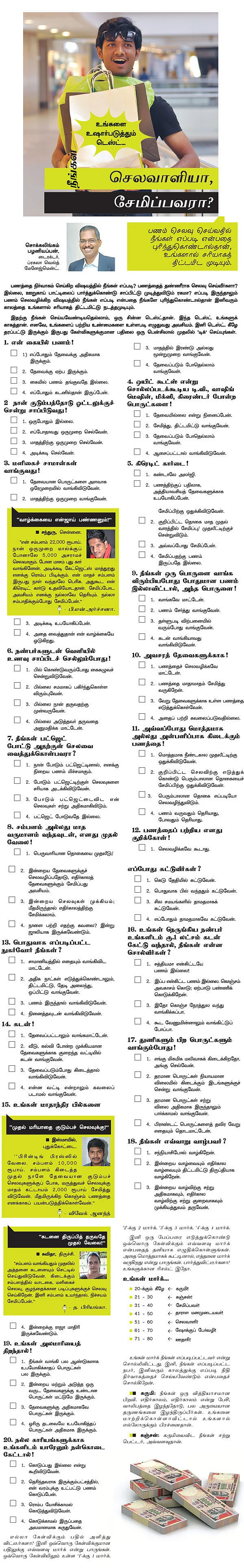 நீங்கள் செலவாளியா,சேமிப்பவரா ?