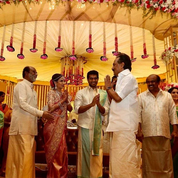 மகள் திருமண விழாவில் மு.க.ஸ்டாலின் - ரஜினிகாந்த்