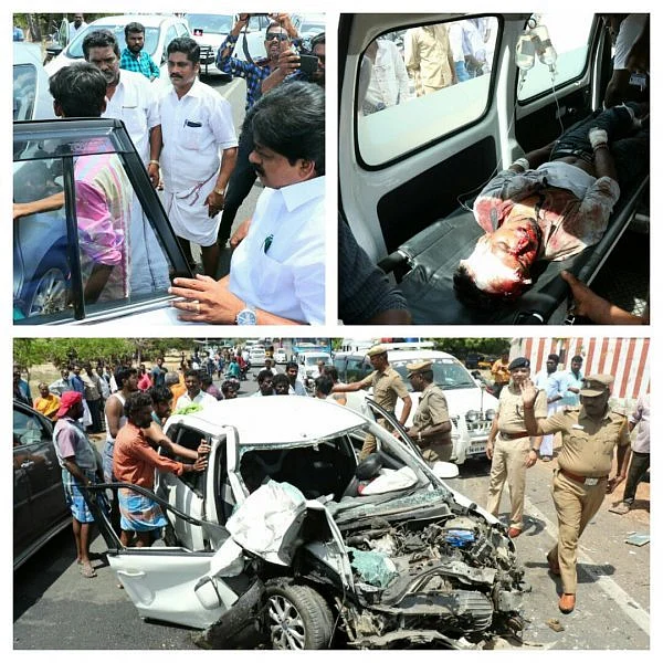 ராமேஸ்வரம் அருகே விபத்தில் சிக்கியவர்களை மீட்டு சிகிச்சைக்கு அனுப்பிய அமைச்சர் மணிகண்டன்