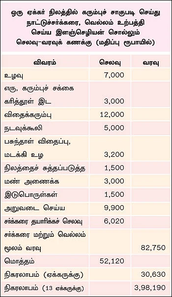 நாட்டுச் சர்க்கரையில் நல்ல வருமானம்! - 13 ஏக்கர்... 10 மாதங்கள்... ரூ 10 லட்சம்