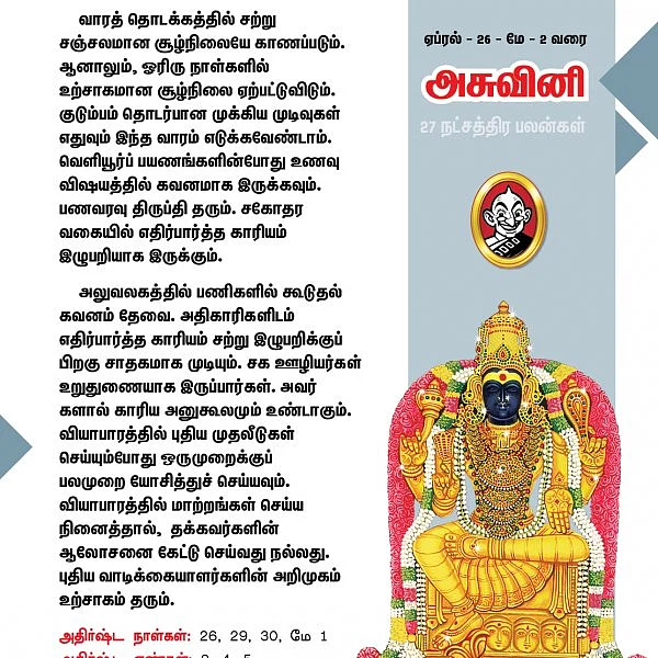நட்சத்திர பலன்கள் - ஏப்ரல் 26 முதல் மே 2 வரை