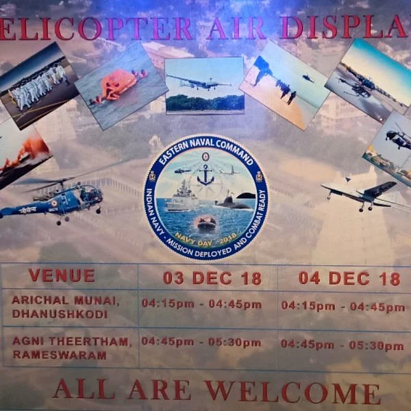 இந்திய கடற்படை தினம்! ராமேஸ்வரத்தில் கடற்படை சாகச நிகழ்ச்சி