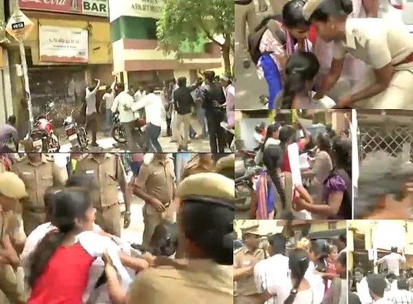 டாஸ்மாக்கை அடித்து நொறுக்கிய மாணவர்கள்: போலீஸ் தடியடியால் பதற்றம்!