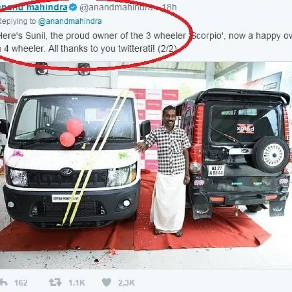 ஒரு ஆட்டோ... ஒரு ட்வீட்.. அடித்தது அதிர்ஷ்டம்! #Mahindra