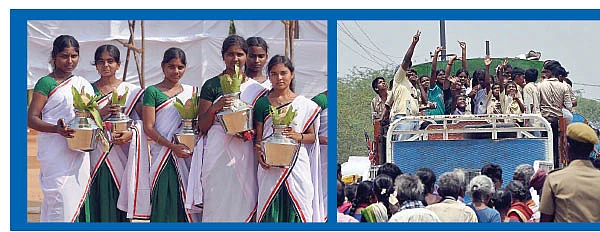 வெள்ளை நிற தாவணி.. பச்சை நிற பாவாடை...