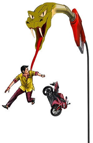 ''ரத்தம் கொடுத்தாத் தான் பெட்ரோல் கொடுப்பாங்களா?