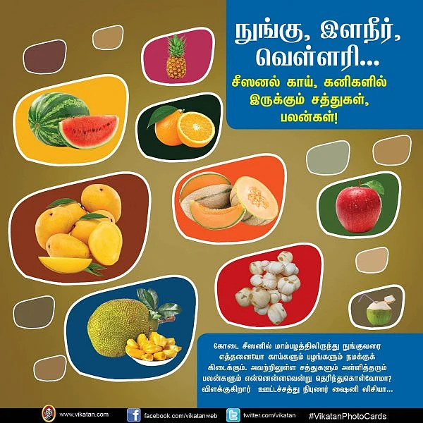 நுங்கு, இளநீர், வெள்ளரி... சீஸனல் காய், கனிகளில் இருக்கும் சத்துகள், பலன்கள்! #VikatanPhotoCards