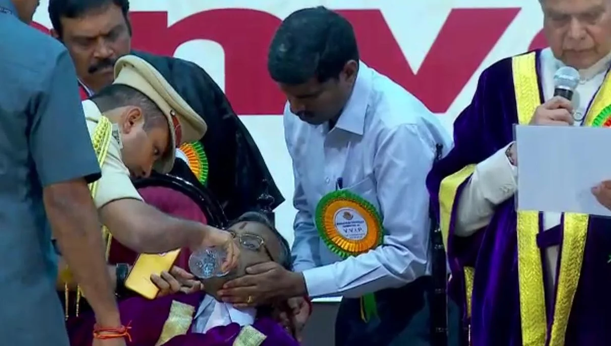 விழா மேடையில் மயங்கி விழுந்த அமைச்சர்! - கோவையில் பரபரப்பு