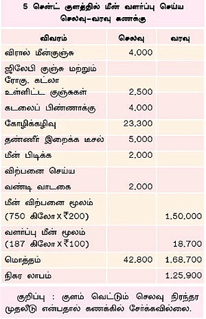 5 சென்ட் குளம்... 8 மாத காலம்... 1,25,000 லாபம்...