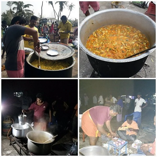 கஜா புயல் - டெல்டா மக்களுக்கு நேரில் சமைத்துப் பரிமாறிய கோவை மக்கள்..!
