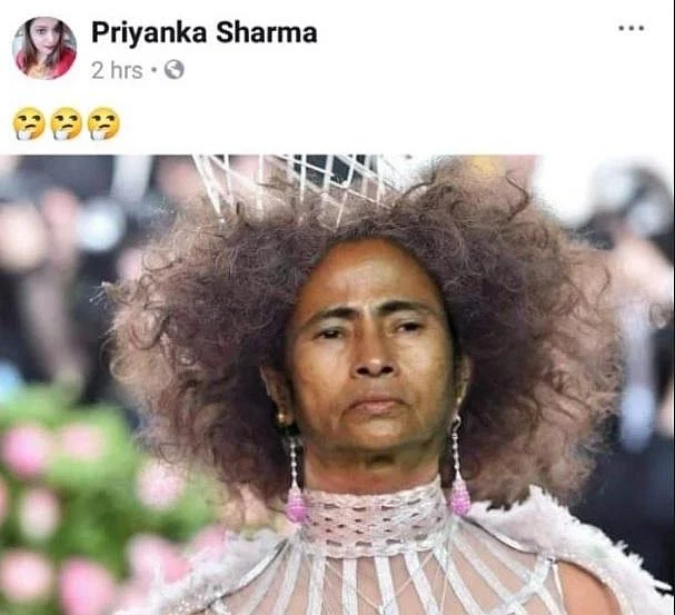 `பிரியங்கா சோப்ராவின் மெட்கலா தீமில் மம்தா பானர்ஜி மீம்!' - பா.ஜ.க இளைஞரணி பெண் நிர்வாகி கைது
