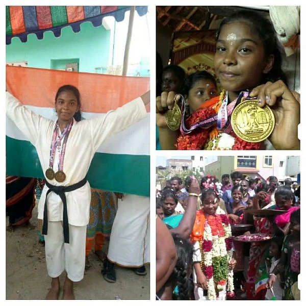 மலேசிய கராத்தே போட்டியில் தங்கம்! - சாதித்த மூட்டை தூக்கும் தொழிலாளியின் மகள்