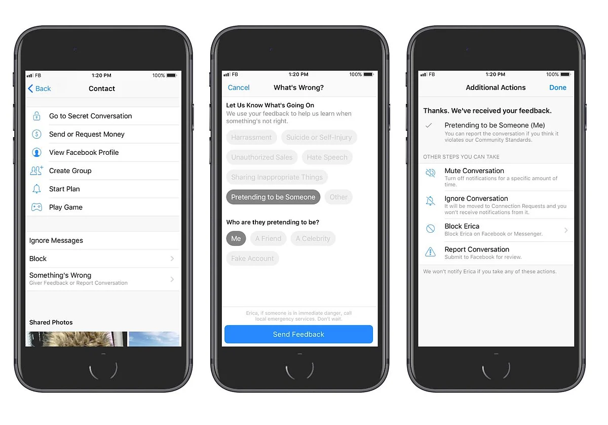 Facebook Message Reporting