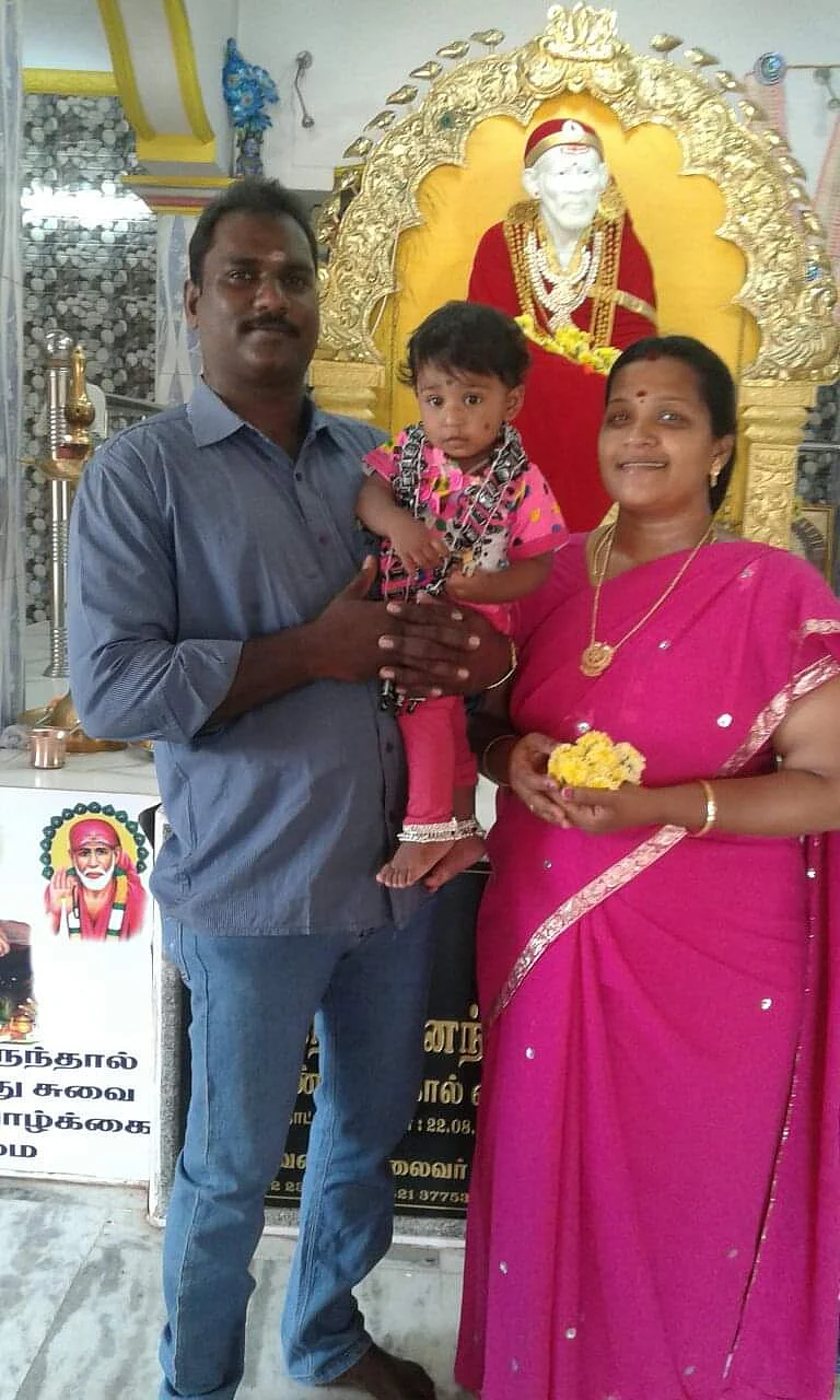 With Husband and kid