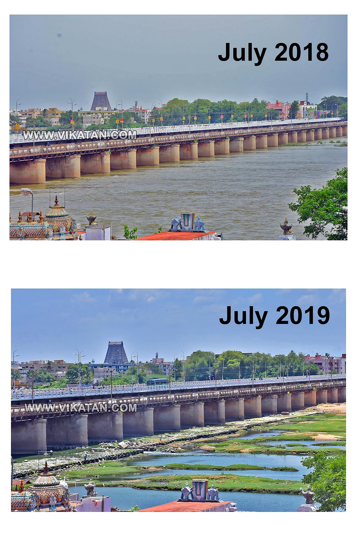 திருச்சி காவிரி ஆறு... ஓராண்டு ஒப்பீடு