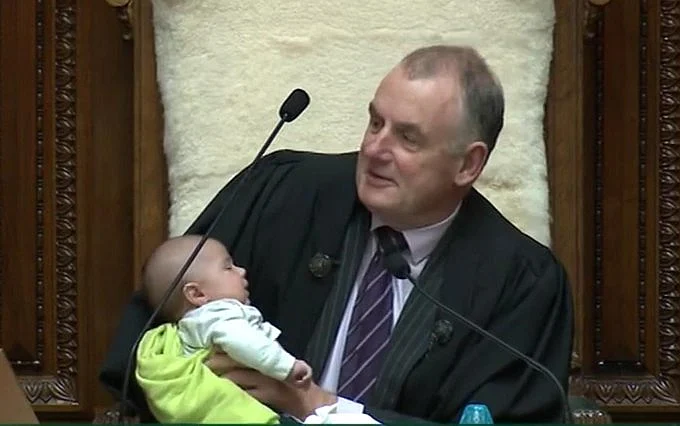 Trevor Mallard with kid