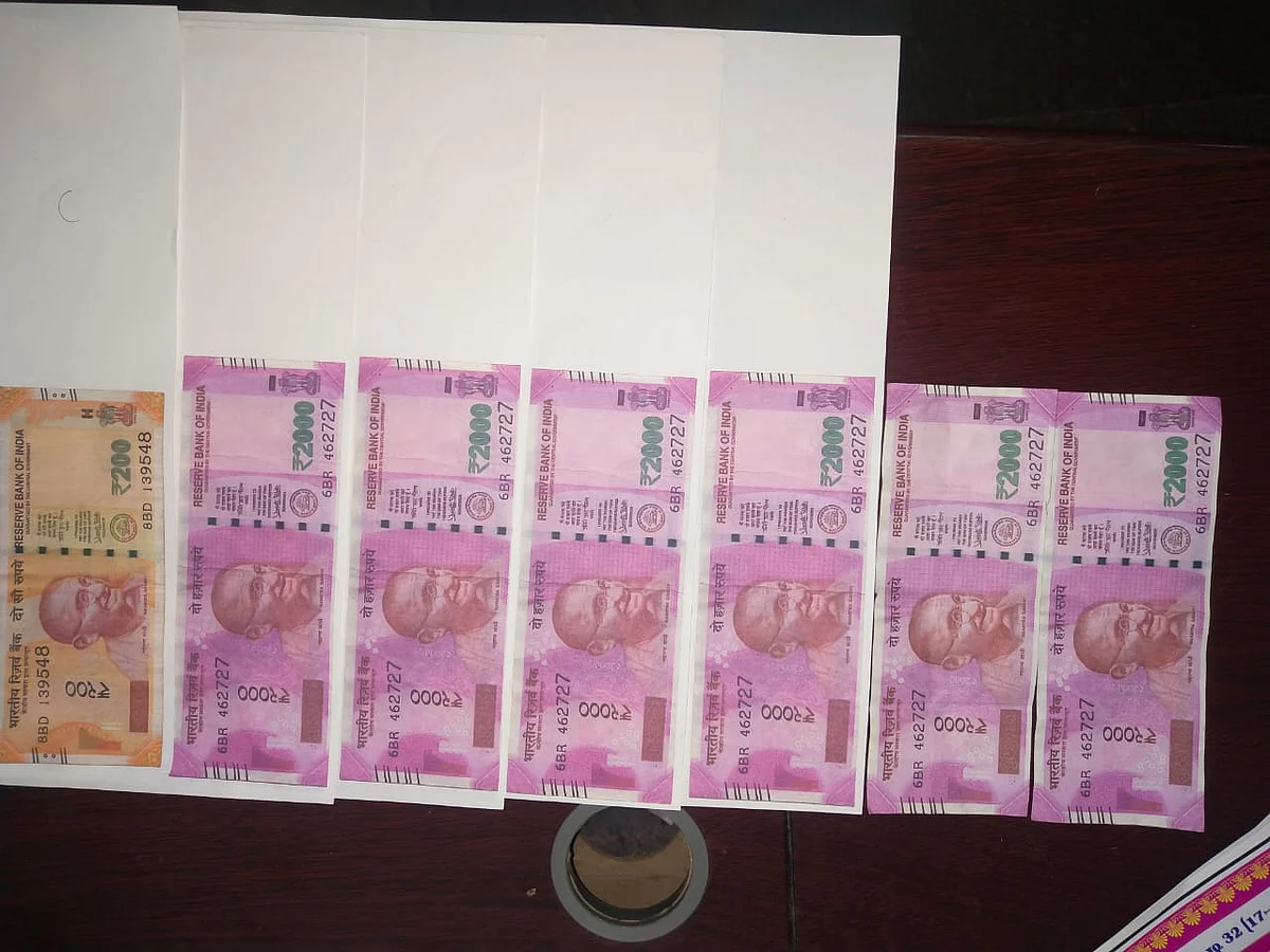 Confiscated counterfeit fake rupees