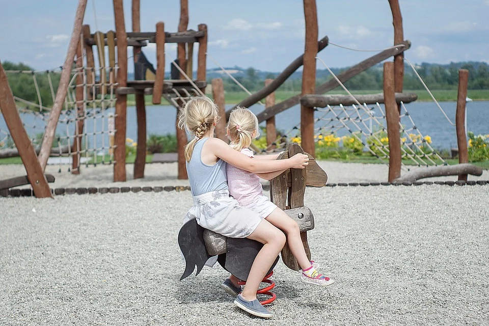 Children Playing With wooden horse