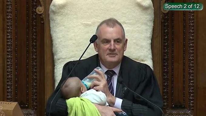 Trevor Mallard with kid
