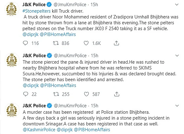 kashmir police tweet