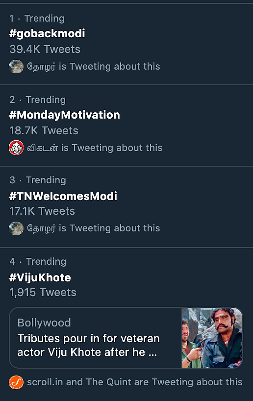 Twitter Trending #GoBackModi