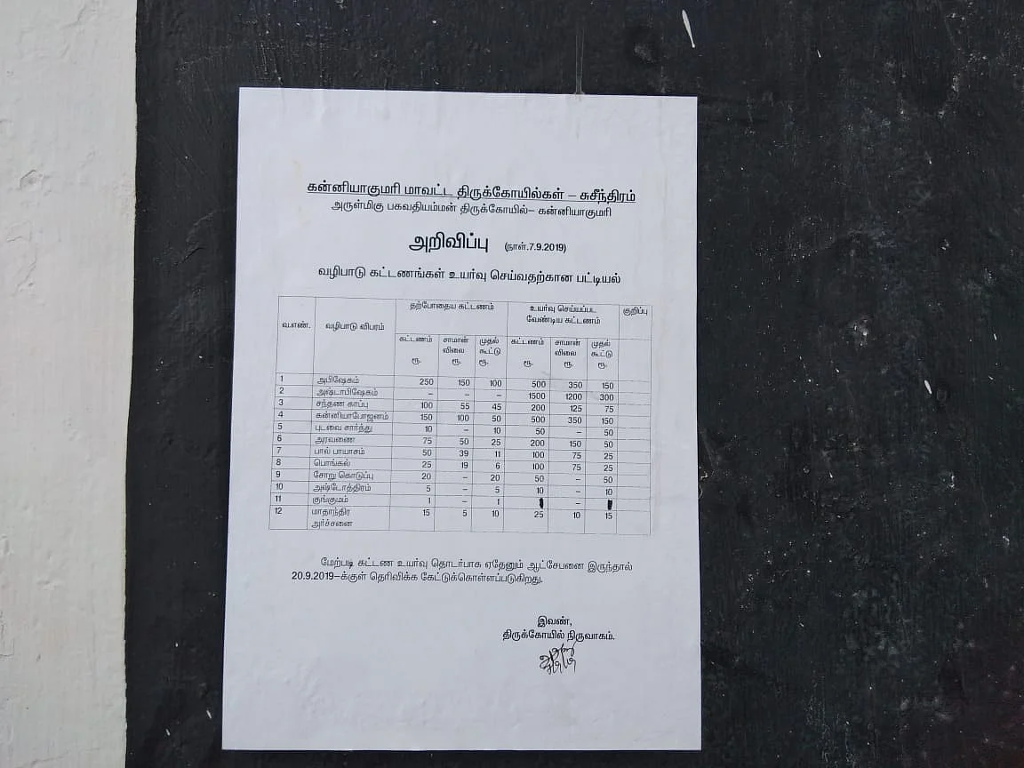 கோயிலில் ஒட்டப்பட்டுள்ள நோட்டீஸ்