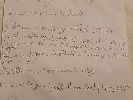 Kid's Letter to Mom and Dad