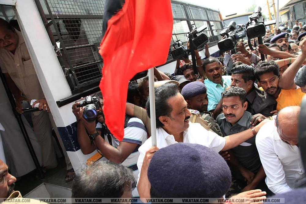 MK Stalin in Protest