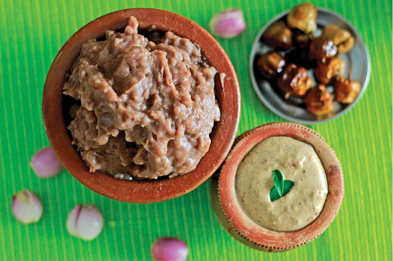 களி - கடலைச் சட்னி