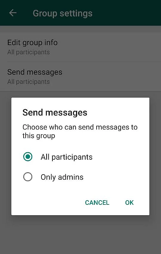 'ஒன்லி அட்மின்ஸ்' வசதி |'Only Admins' Feature