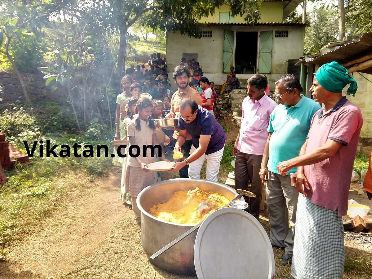 `இதுதான் பிரியாணியா சார்?!' - பழங்குடியினக் குழந்தைகளை நெகிழவைத்த சேலம் தொழிலதிபர்