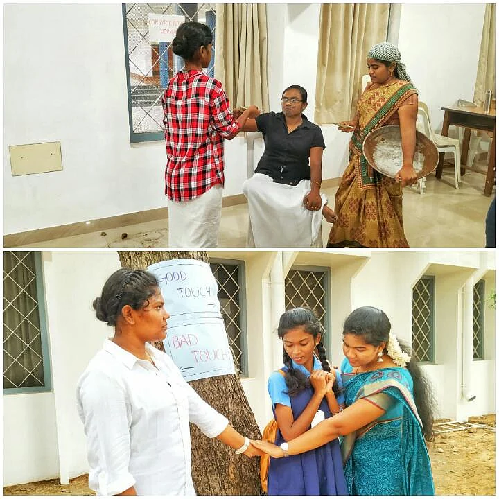 நிலைக்காட்சியில் மாணவிகள்..