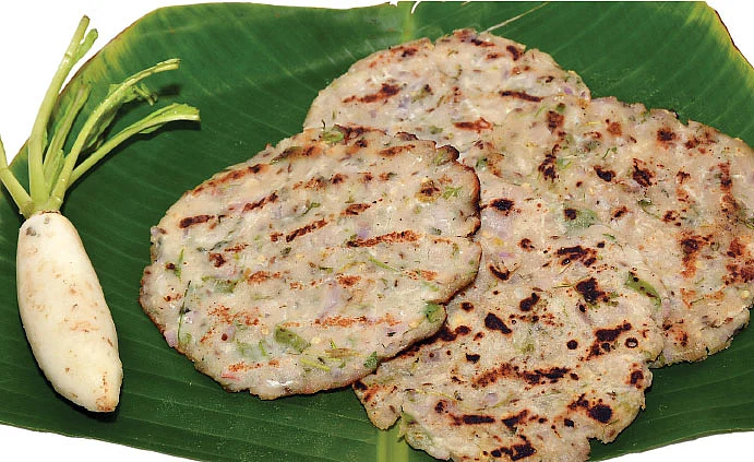 வெள்ளை முள்ளங்கி அக்கி ரொட்டி