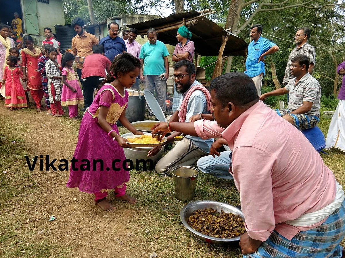பிரியாணியுடன் பழங்குடியினக் குழந்தைகள்