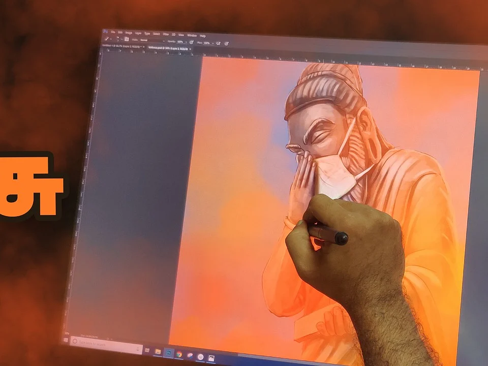 Sketch of Viral Cartoon which featured in Ananda Vikatan Magazine