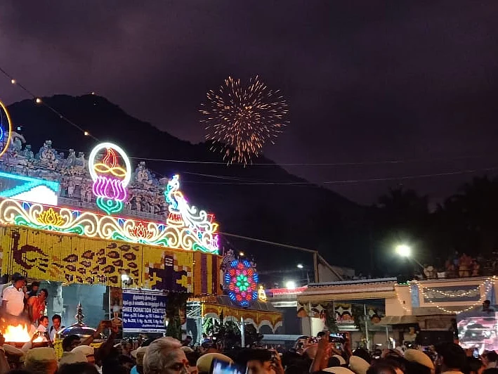 `2,668 அடி உயர மலையில் கார்த்திகை மகாதீபம்!' - திருவண்ணாமலையில் எதிரொலித்த `அரோகரா' கோஷம்