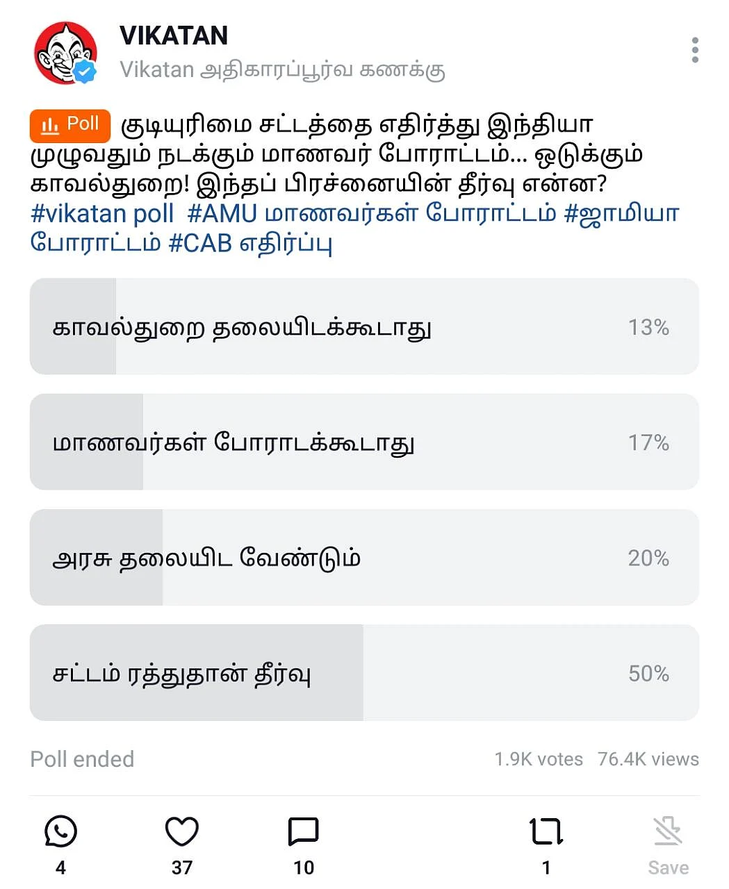 Jamia #VikatanPollResults