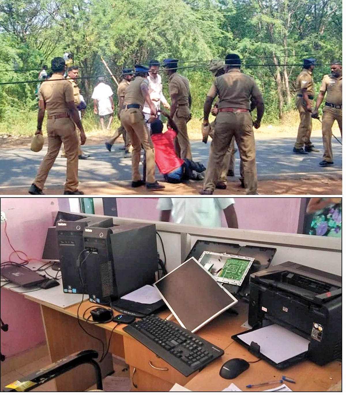 நரிக்குடி ஒன்றியத்தில் சூறையாடப்பட்ட தேர்தல் அலுவலகம்