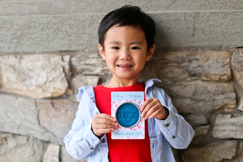 Little Boy With His Valentine greeting gift