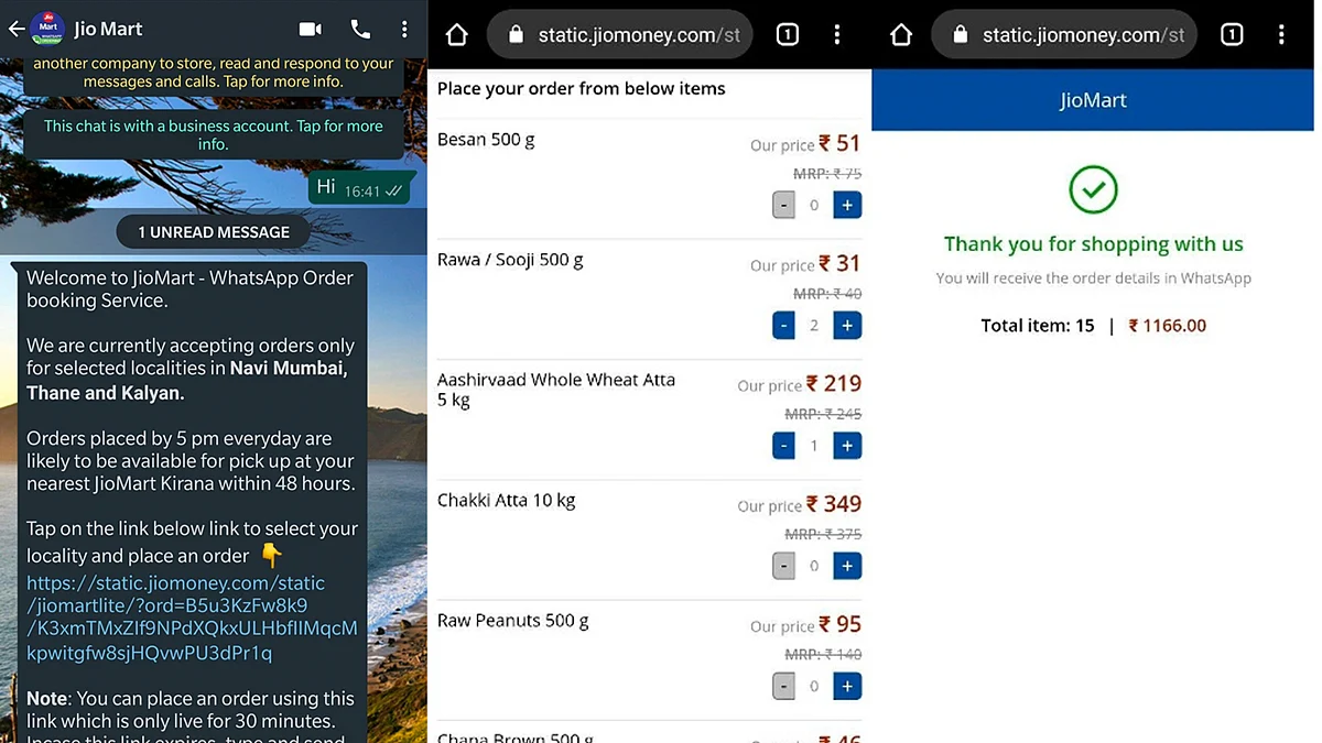 Jio Mart + Whatsapp