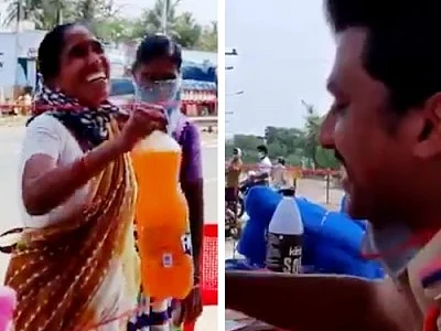 தாயன்புடன் போலீஸாருக்கு கூல்டிரிங்ஸ் வழங்கிய பெண்... சர்ப்ரைஸ் கொடுத்த ஆந்திர டிஜிபி!