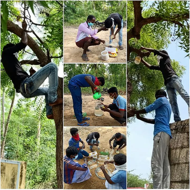 தானியம், தண்ணீர் நிரப்பும் பணி