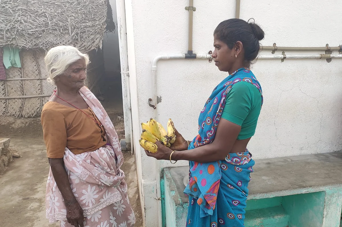 வாழைப்பழம் வியாபாரம் பார்க்கும் காமாட்சி பாட்டி