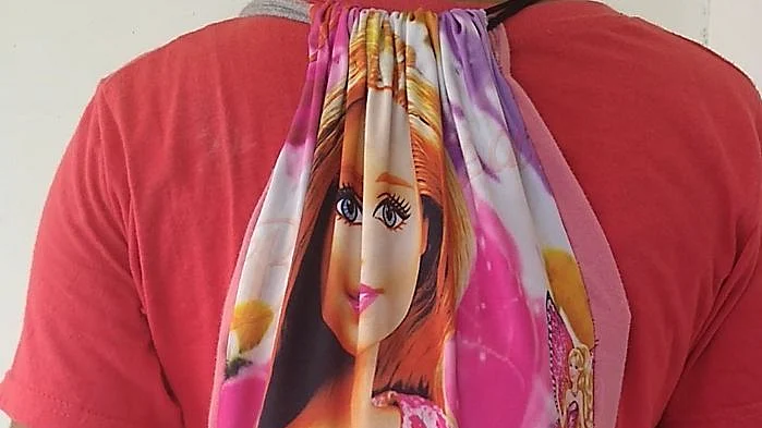 Drawstring bag from old T-shirt