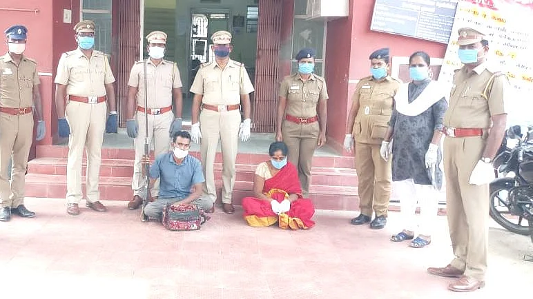 கைதுசெய்யப்பட்ட காஞ்சனா - குப்புசாமி