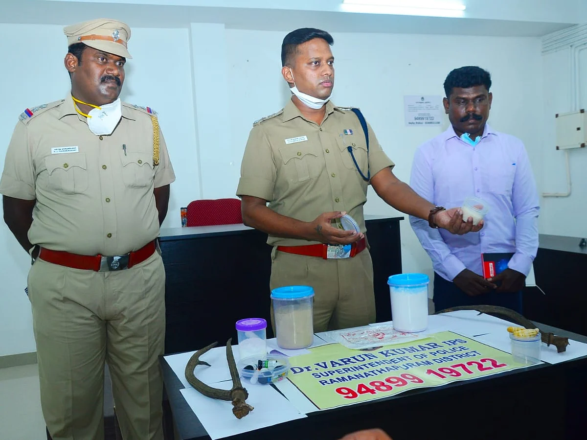 `ரூ.2 கோடி மதிப்பிலான போதைப் பொருள்கள்; மான்கொம்பு பறிமுதல்!’- திருவாடானை அதிர்ச்சி