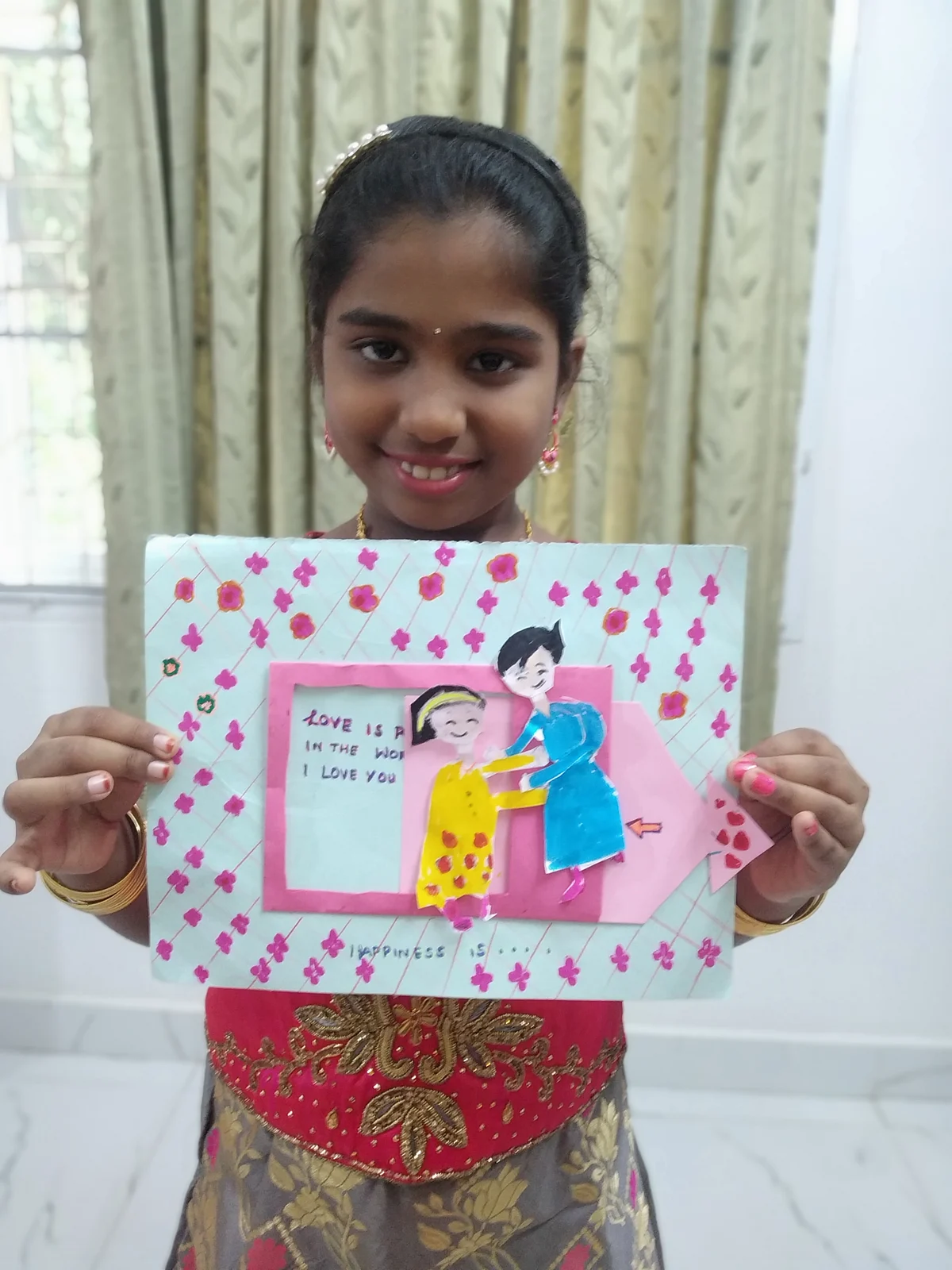 Mom hugging slider card