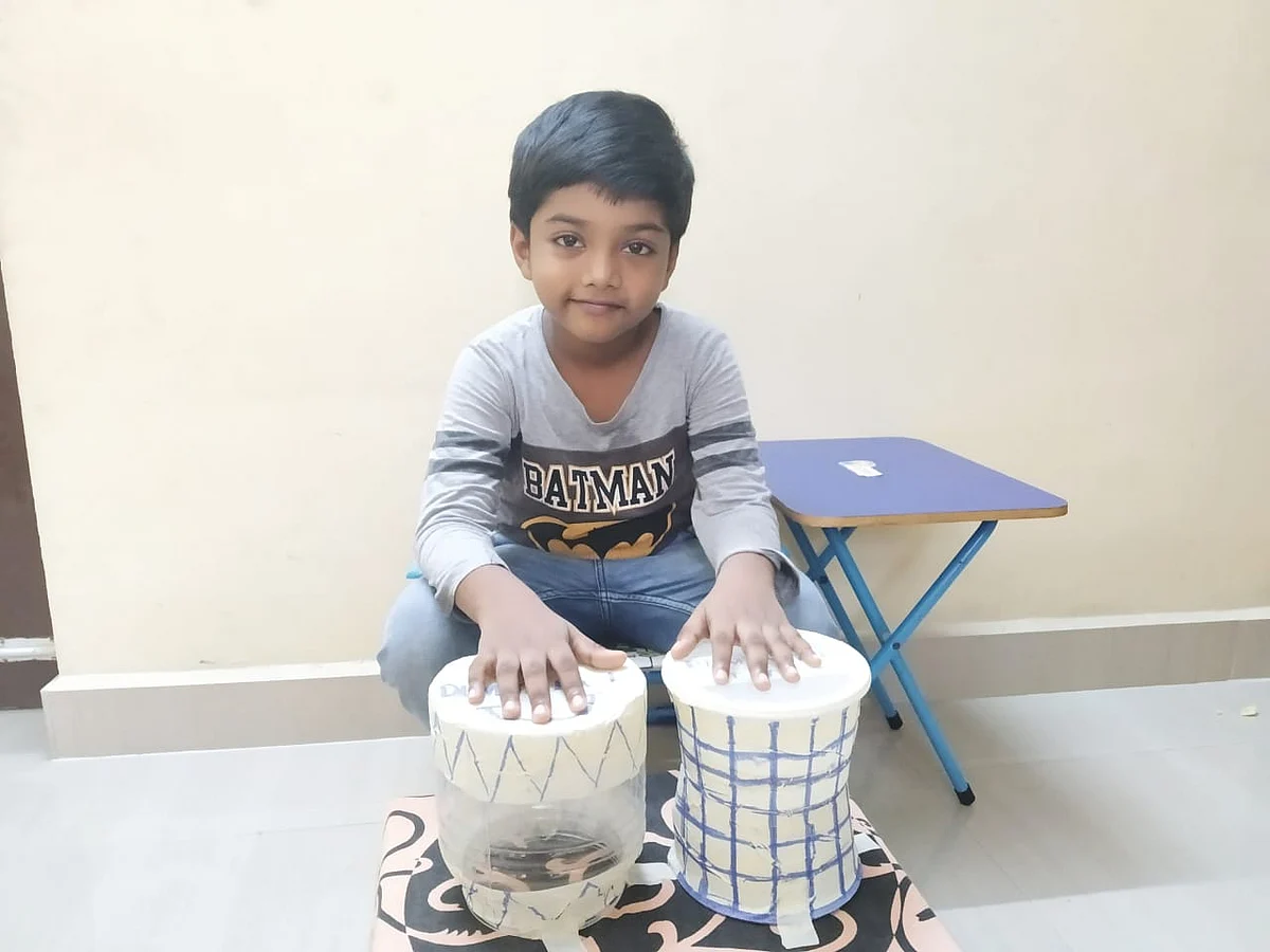 பழைய வாட்டர் கேன் பயன்படுத்தி டிரம் தயாரிப்பு