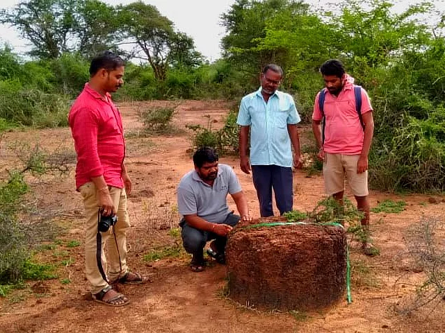 `சீராகச் செதுக்கப்பட்ட அரிய ஈமச்சின்னம்!' - காளையார்கோவில் ஆச்சர்யம்